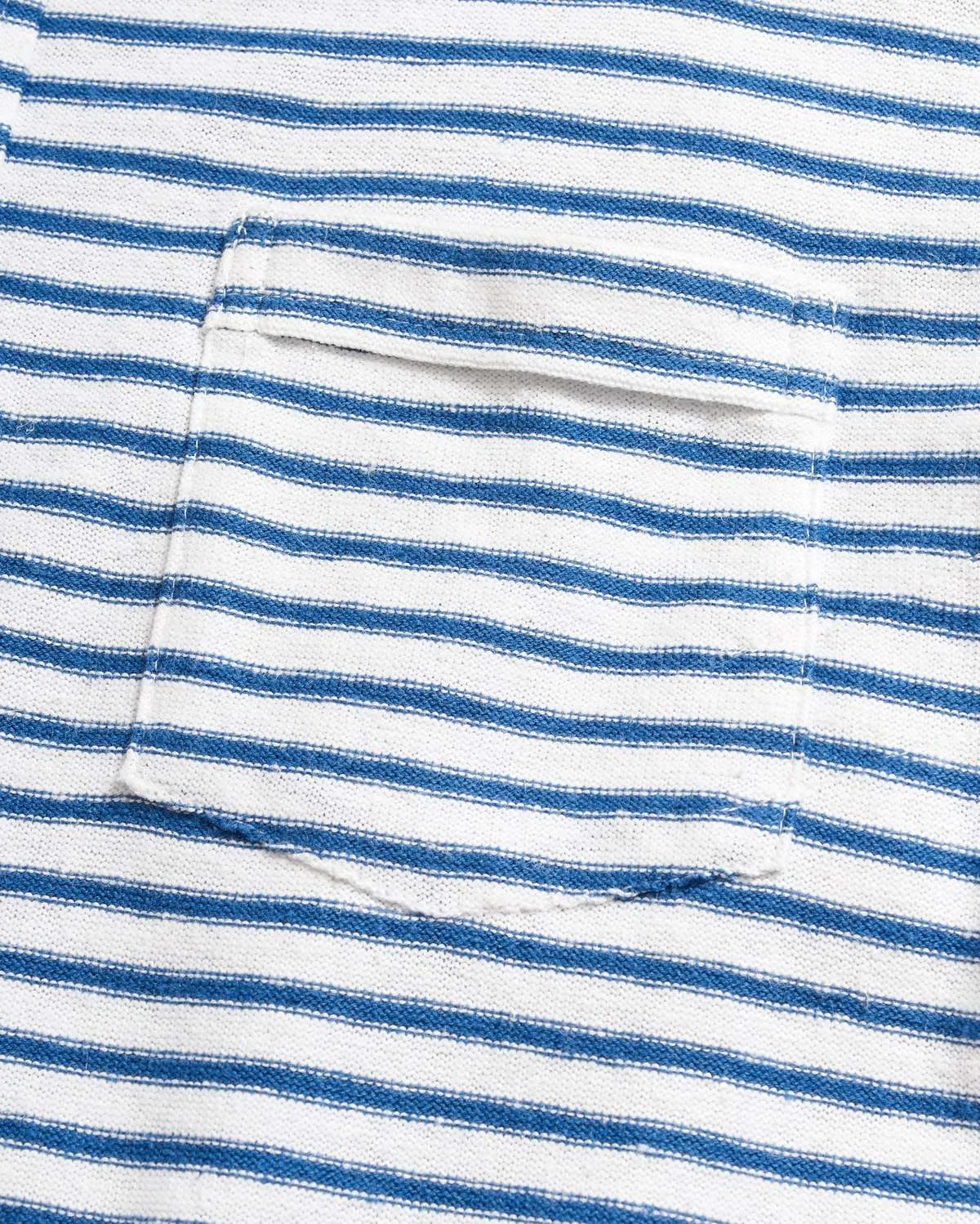 Stripe Hemp Cotton Polo - Dark Blue