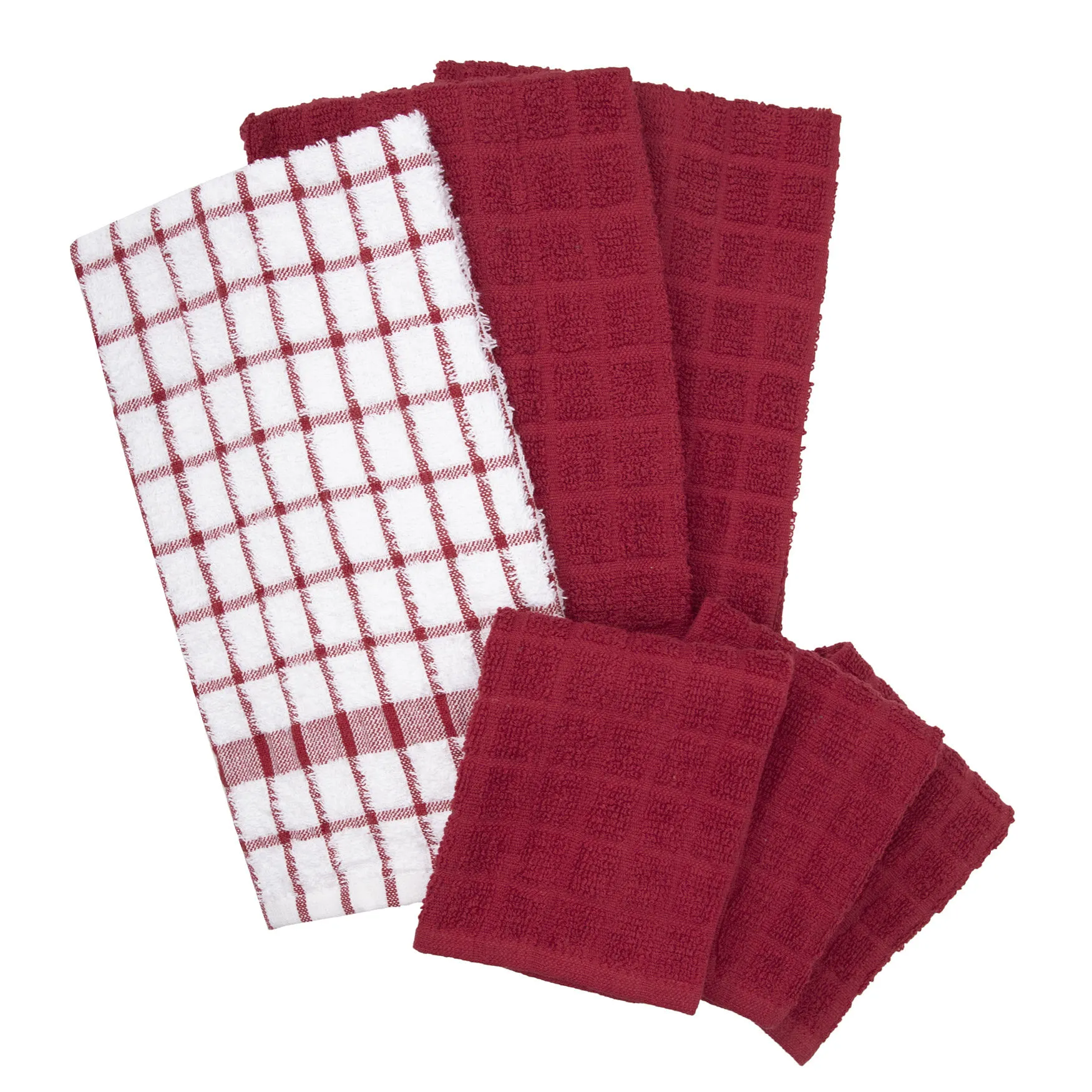 Terry Kitchen Towels And Dish Cloths, Set Of 6