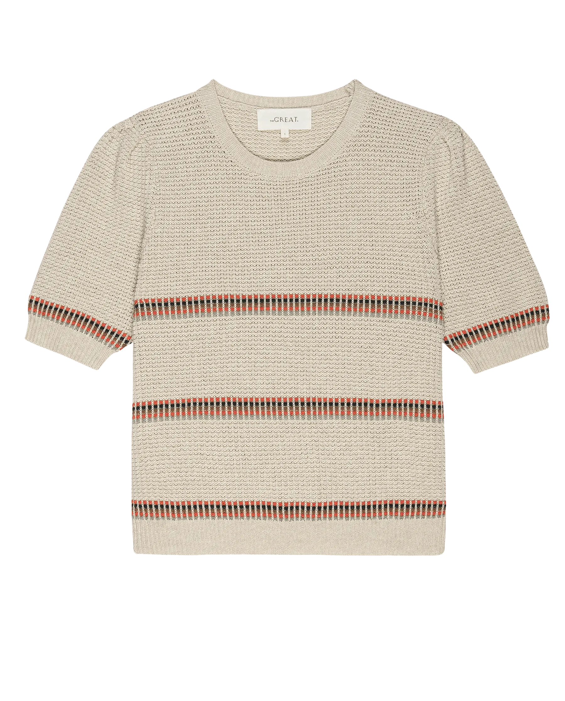 The Puff Sleeve Pullover. -- Cream Ribbon Stripe