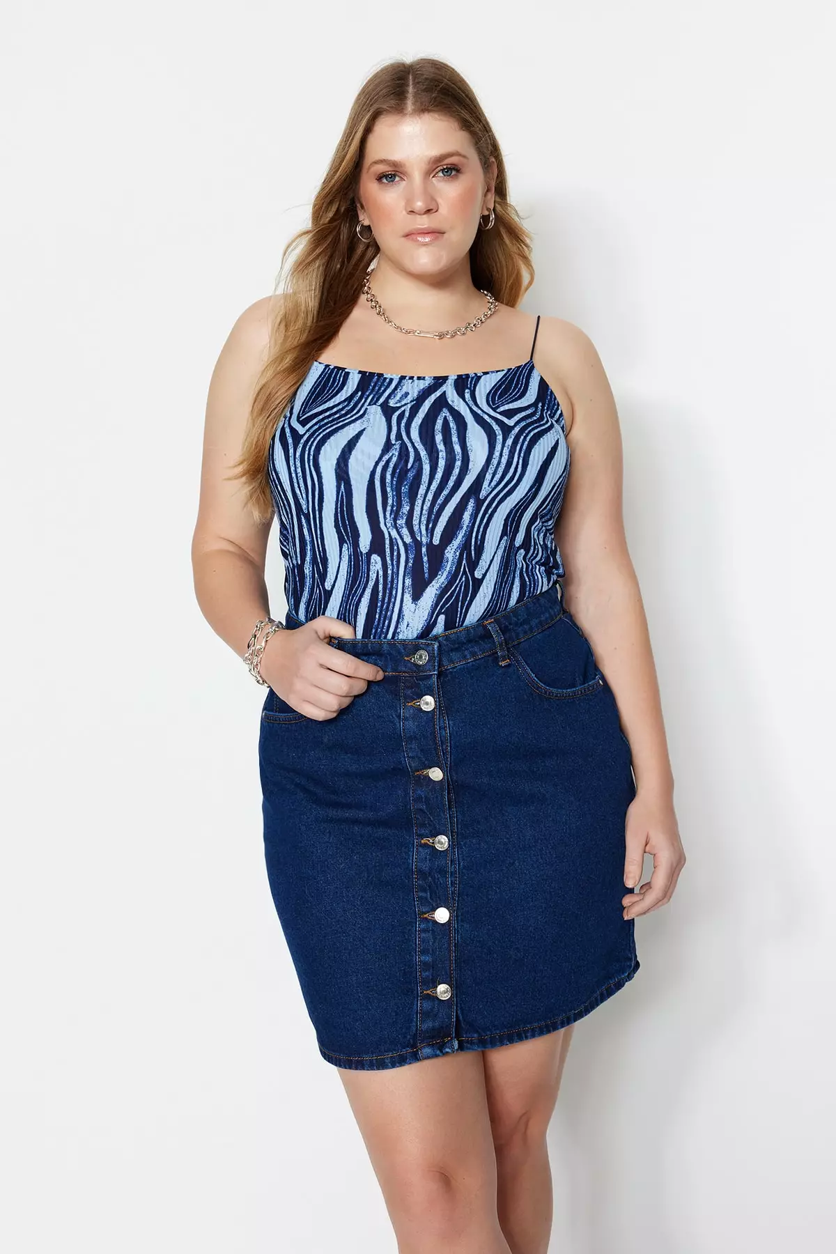 Trendyol Plus Size Zebra Tank Top