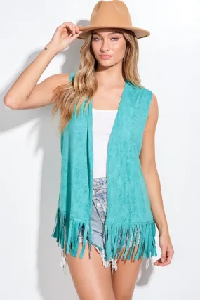 Turquoise Fringe Vest