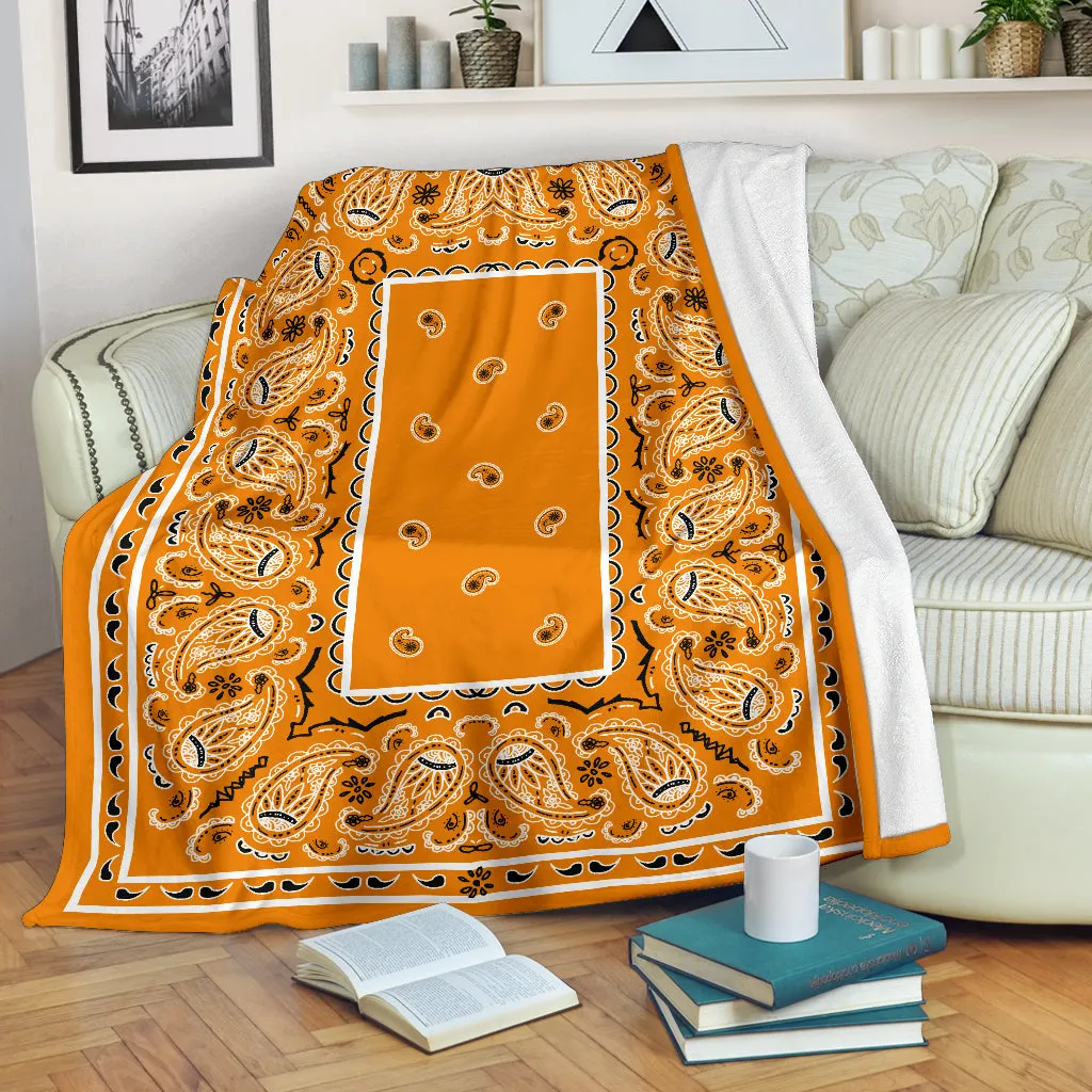 Ultra Plush Tangerine Orange Bandana Premium Blanket