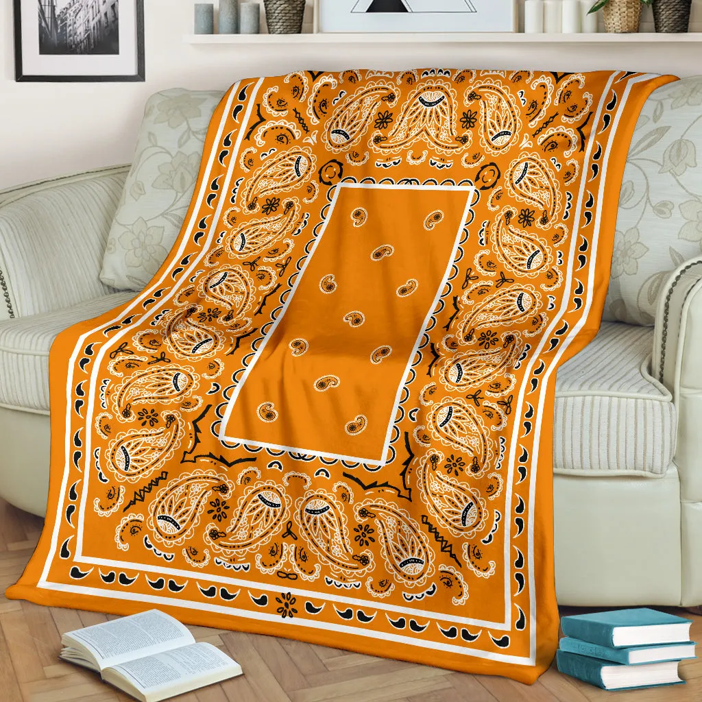 Ultra Plush Tangerine Orange Bandana Premium Blanket