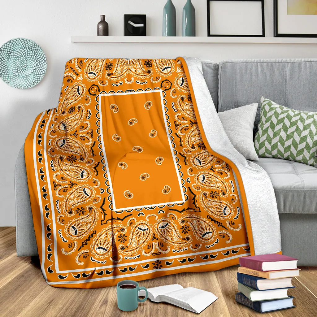 Ultra Plush Tangerine Orange Bandana Premium Blanket