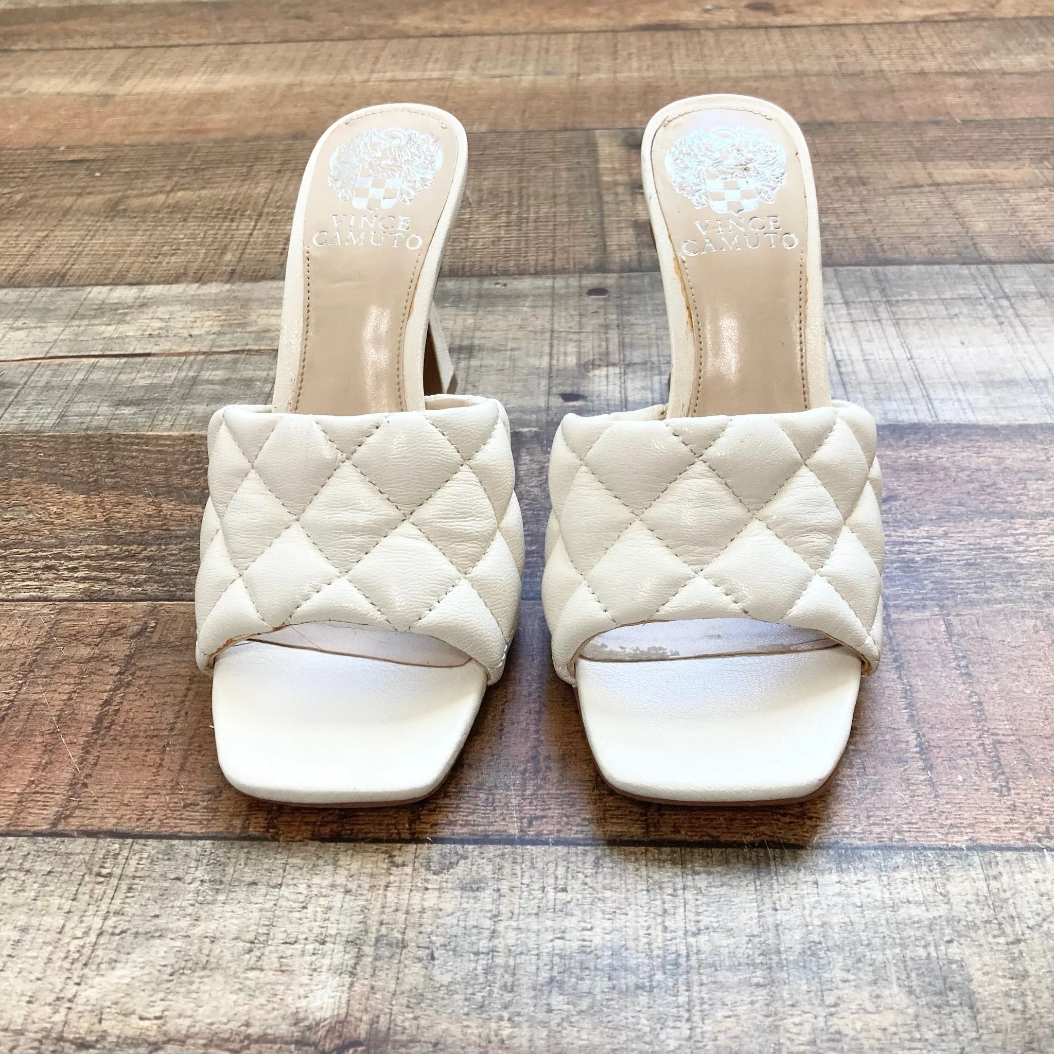 Vince Camuto Cream Leather Quilted Heeled Sandals- Size 6 (see notes)