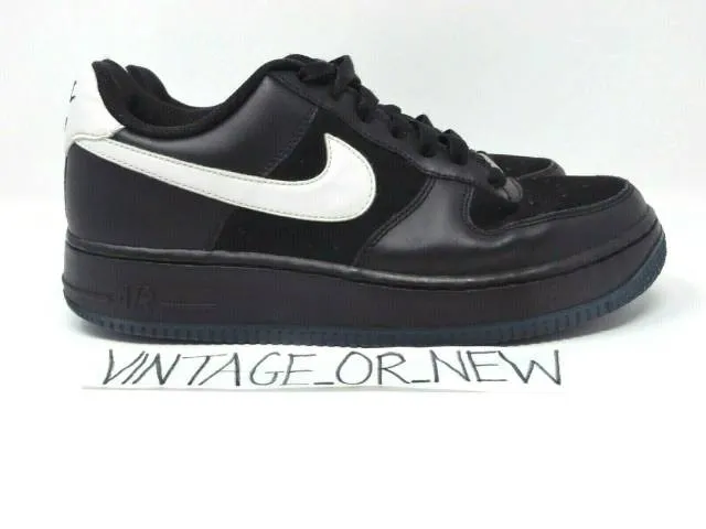 VTG 2008 Nike Air Force 1 Low Black Royal White 314192-0...