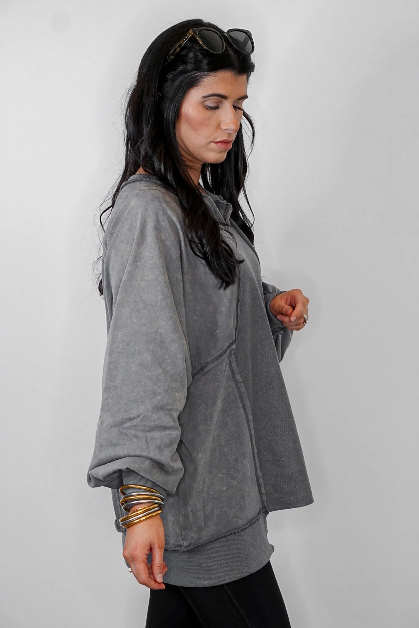 Weekend Favorite Washed Charcoal Pullover