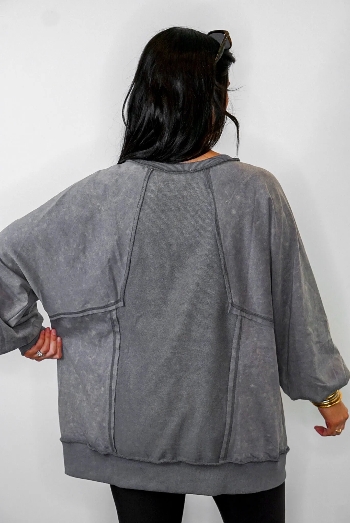 Weekend Favorite Washed Charcoal Pullover