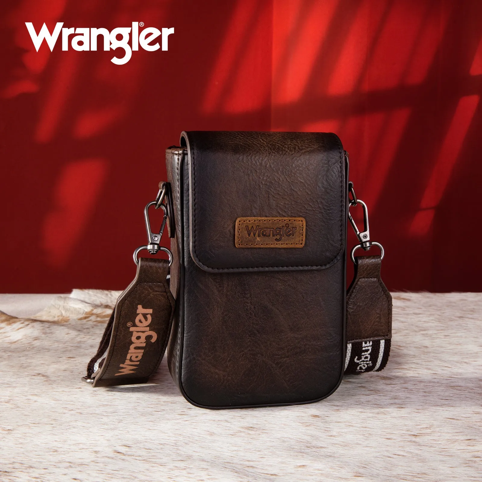 WG118-204  Wrangler Crossbody Cell Phone Purse With Back Card Slots  - Coffee