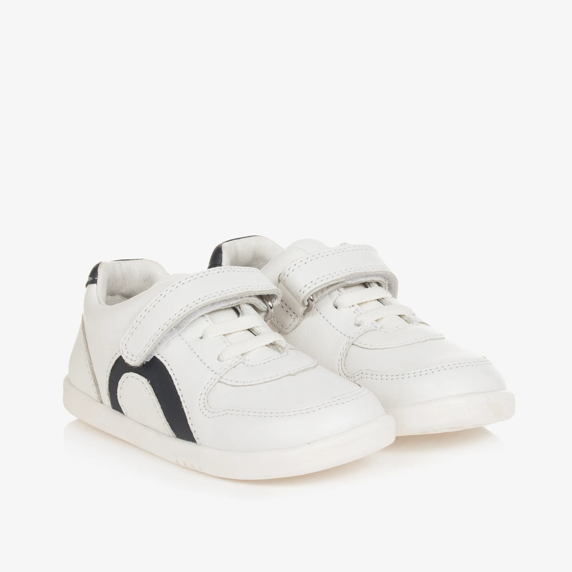 White Leather Velcro Trainers