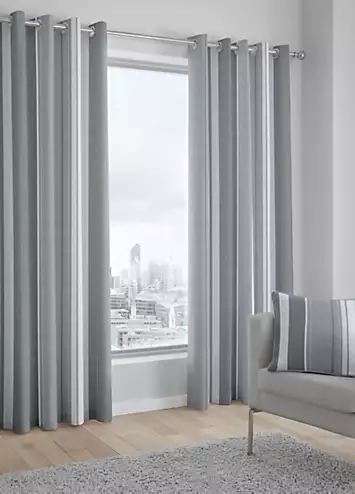 Whitworth Stripe Pair of Lined Eyelet Curtains | Kaleidoscope