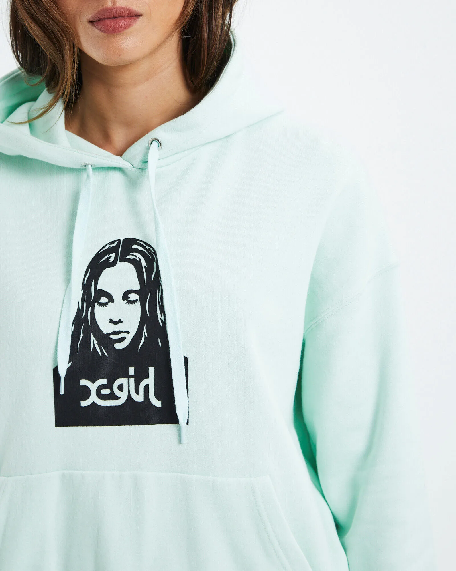 X-Girl Face Hoodie Mint Green