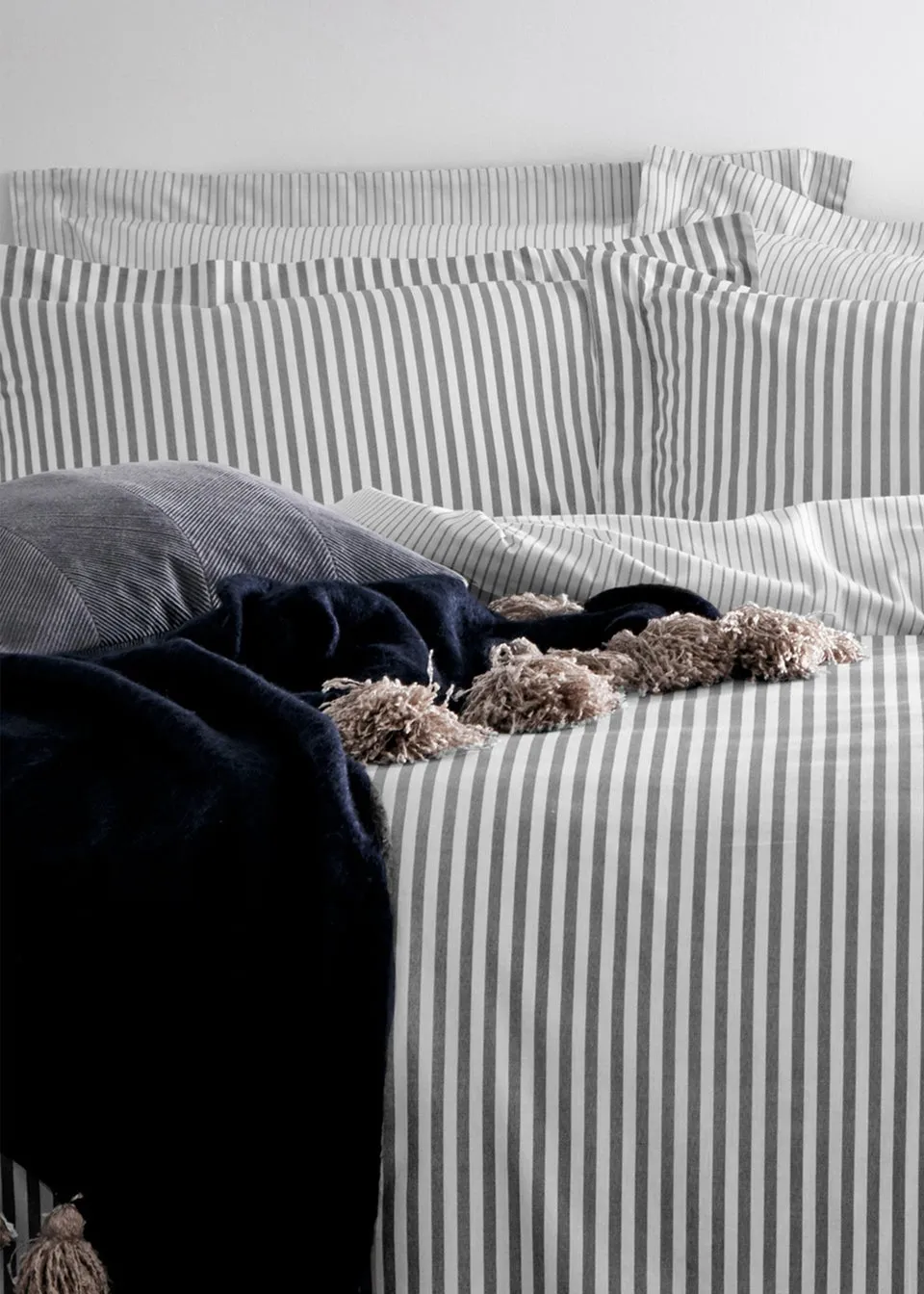 Yard Hebden Melange Grey Stripe Duvet Cover Set